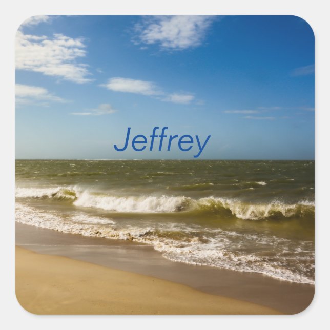 Sea and waves square sticker (Front)