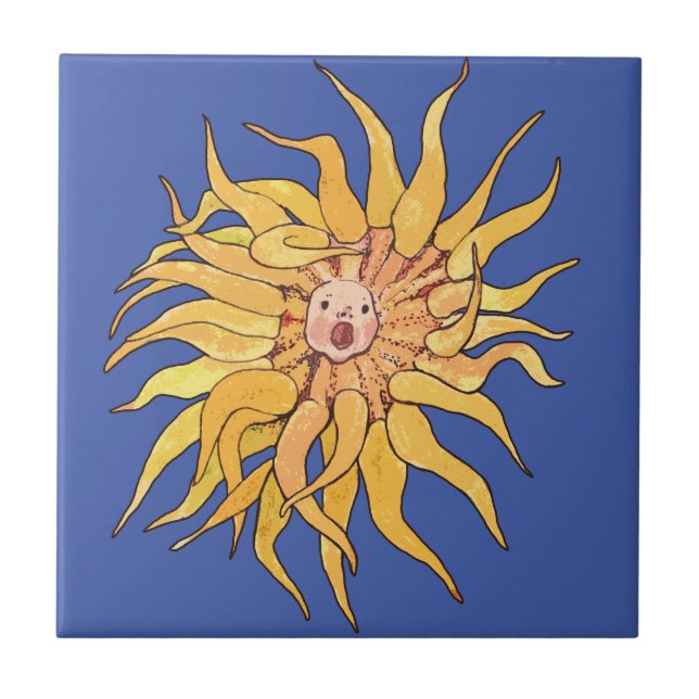 Sea Anemone Actinia Ocean Underwater Surreal Art Tile (Front)