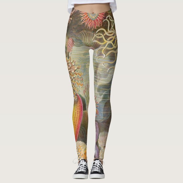 Sea Anenomes by Ernst Haeckel Leggings (Front)