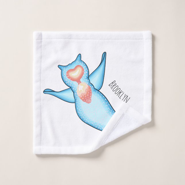Sea angel cartoon illustration bath towel set (Wash Cloth)