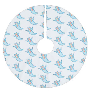 Sea angel cartoon illustration brushed polyester tree skirt