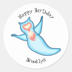 Sea angel cartoon illustration classic round sticker