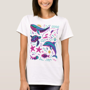 Sea Animal 90s Retro T-Shirt   Ocean Nature Whale