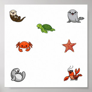 Sea animal collection poster