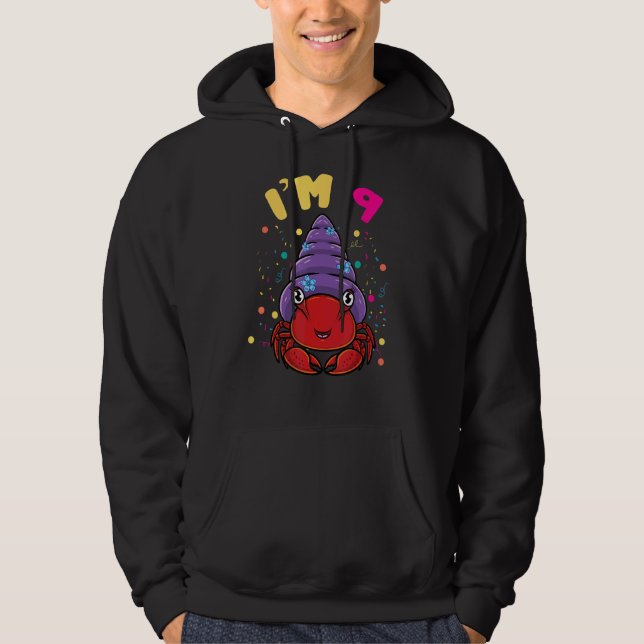 Sea Animal Im 9 Hermit Crab 9th Birthday Hoodie (Front)
