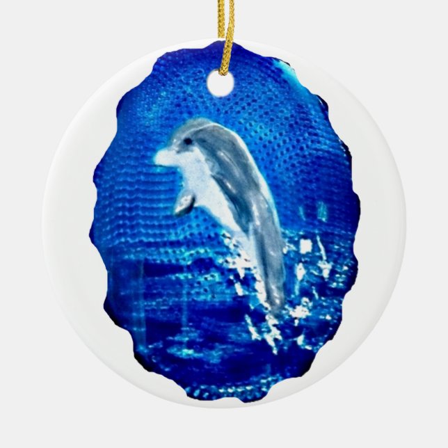 Sea Animal Leaping Dolphin Ceramic Tree Decoration (Front)