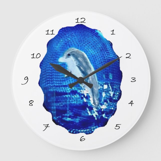 Sea Animal Leaping Dolphin Large Clock (Front)