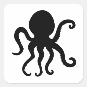 Sea Animal Octopus Silhouette Square Sticker