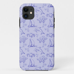 Sea animals and sailboat one line drawing pattern  Case-Mate iPhone case