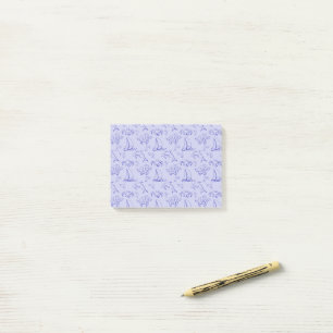 Sea animals and sailboat one line drawing pattern post-it notes
