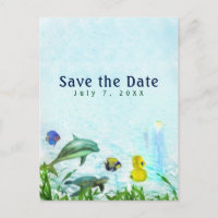 Sea Animals Beach Watercolor Elegant Save the Date