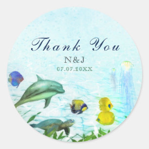 Sea Animals Beach Watercolor Party Favour Classic Round Sticker