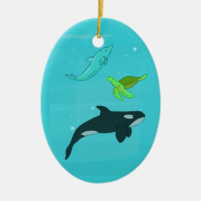 Sea Animals Ceramic Tree Decoration (Front)