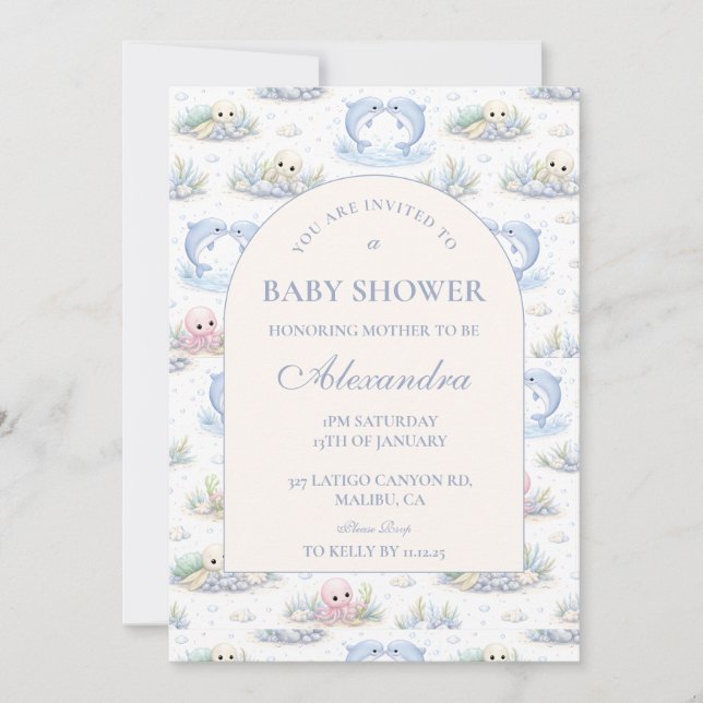 Sea Animals Elegant Arch Baby Shower Invitation (Front)