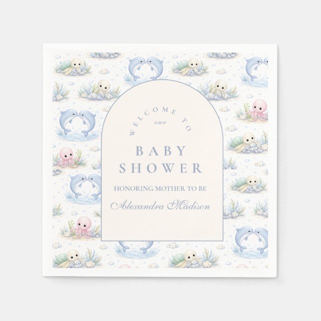 Sea Animals Elegant Arch Baby Shower Napkin (Front)