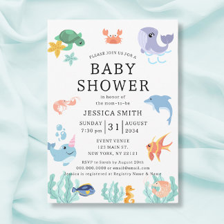 Sea Animals Gender Neutral Baby Shower Invitation