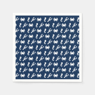 Sea Animals navy lobster crab seahorse pattern Napkin