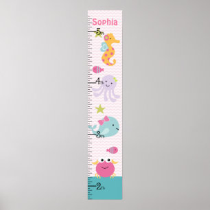 Sea Animals Ocean Life Growth Chart Keep at 8x44!