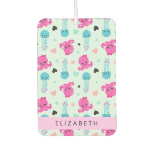 Sea Animals, Octopus, Jellyfish, Hearts, Your Name Car Air Freshener