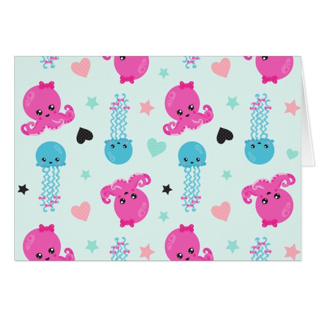 Sea Animals, Sea Life, Octopus, Jellyfish, Hearts (Front Horizontal)