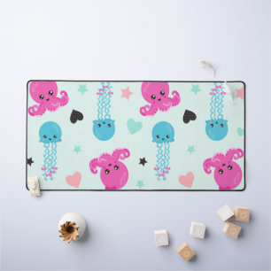 Sea Animals, Sea Life, Octopus, Jellyfish, Hearts Desk Mat