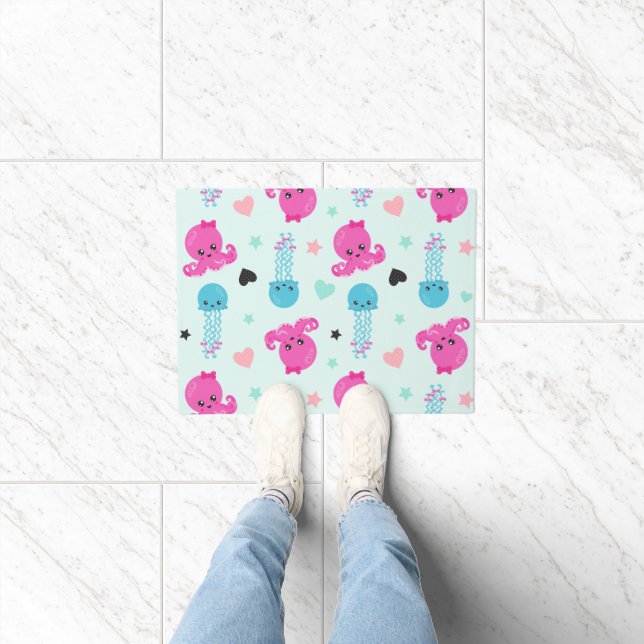 Sea Animals, Sea Life, Octopus, Jellyfish, Hearts Doormat (Indoor)