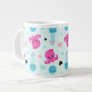 Sea Animals, Sea Life, Octopus, Jellyfish, Hearts Large Coffee Mug