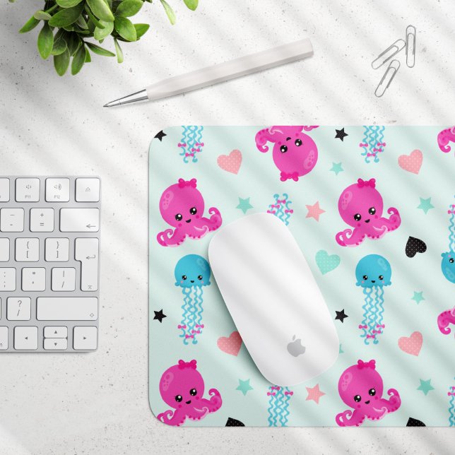 Sea Animals, Sea Life, Octopus, Jellyfish, Hearts Mouse Mat (Creator Uploaded)