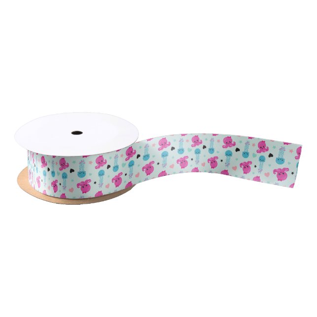 Sea Animals, Sea Life, Octopus, Jellyfish, Hearts Satin Ribbon (Spool)