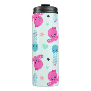 Sea Animals, Sea Life, Octopus, Jellyfish, Hearts Thermal Tumbler