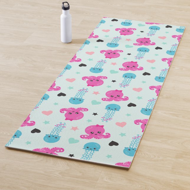 Sea Animals, Sea Life, Octopus, Jellyfish, Hearts Yoga Mat (In Situ)