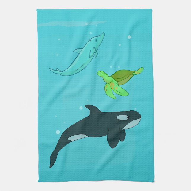 Sea Animals Tea Towel (Vertical)