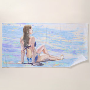 *~* Sea AR29 Shore Beach Woman Sun bathe Shore Towel