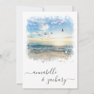 *~* Sea Artistic RSVP - Beach Ocean QR AR7 Wedding Invitation