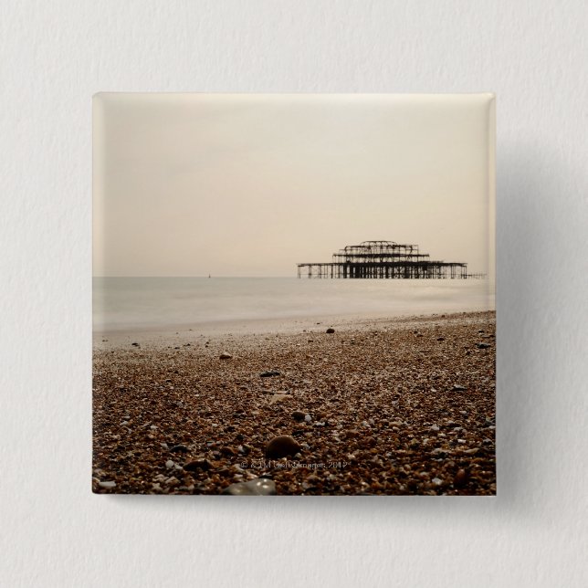 Sea at Brighton Beach 15 Cm Square Badge (Front)