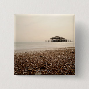Sea at Brighton Beach 15 Cm Square Badge