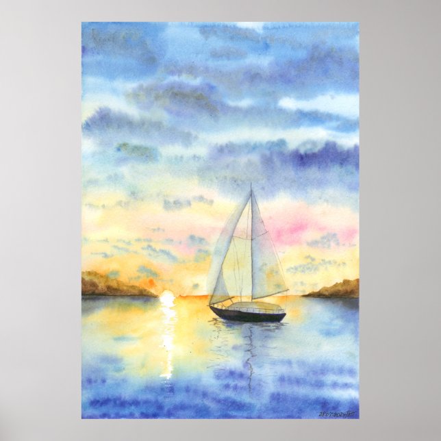 Sea at sunset poster (Front)