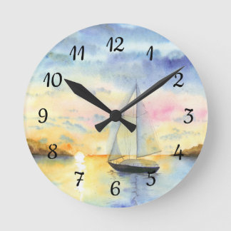 Sea at sunset round clock