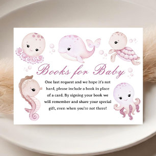Sea Baby Shower Girl Pink Books For Baby Enclosure Card