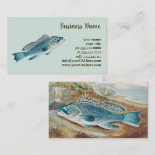 Sea Bass by S.A. Kilbourne, Vintage Fish Business Card