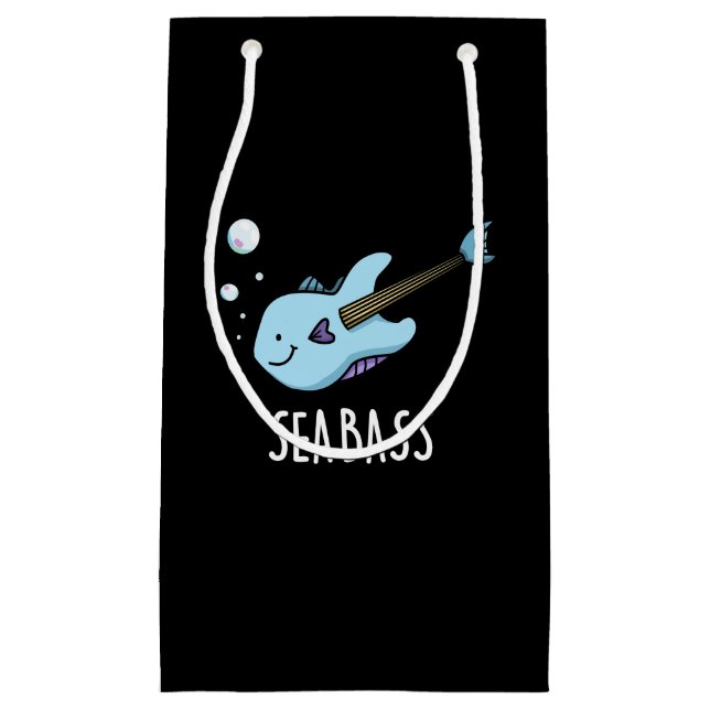 Sea Bass Funny Bass Guitar Fish Pun Dark BG Small Gift Bag (Front)