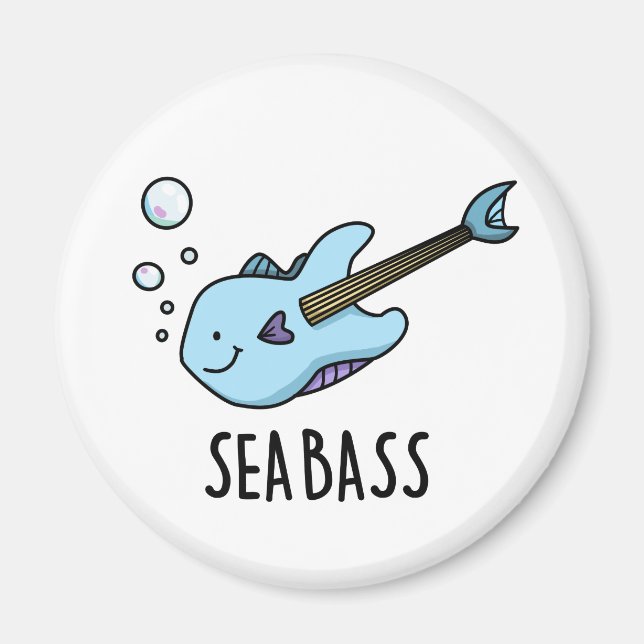 Sea Bass Funny Bass Guitar Fish Pun Magnet (Front)
