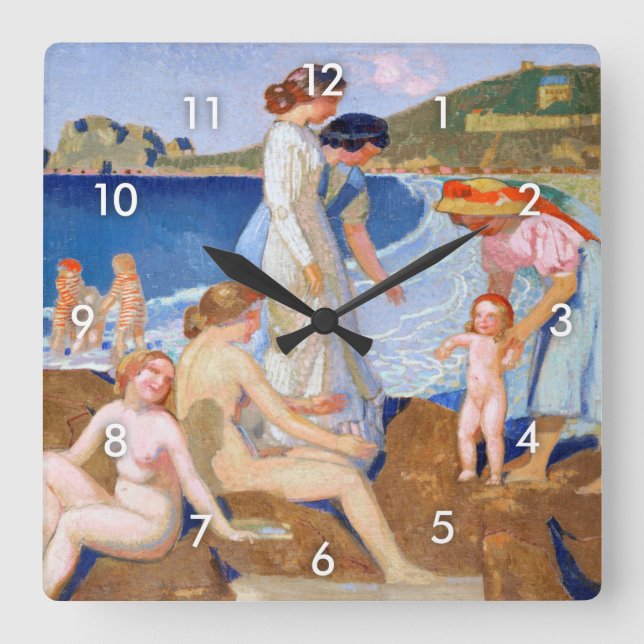 Sea Bathing, Maurice Denis Square Wall Clock (Front)