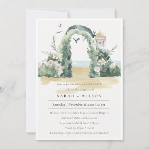 Sea Beach Floral Arch Botanical Engagement Invite