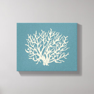 Sea Beach House Coral Wall Art Canvas