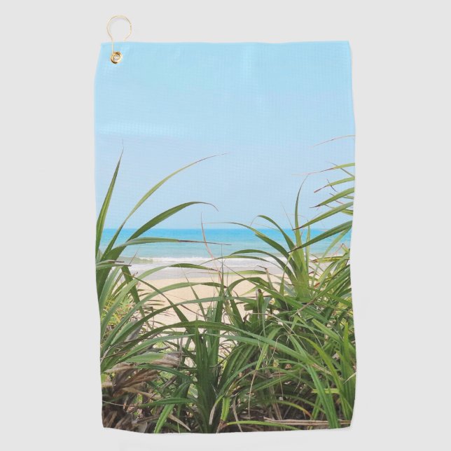 sea, beach, palm, nature, summer, tree, tropical, golf towel (Front)