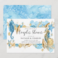 Sea & Beach Seahorse Couples Shower Invitation
