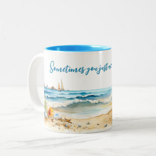 Sea Beach Watercolor Travel Coffee Two-Tone Coffee Mug