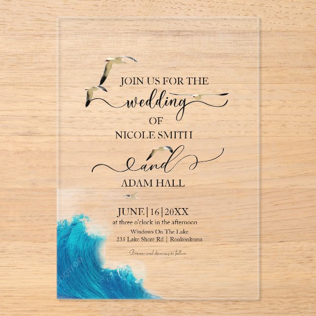  Sea Beach Wedding Invitation |Coastal Destination (Front)