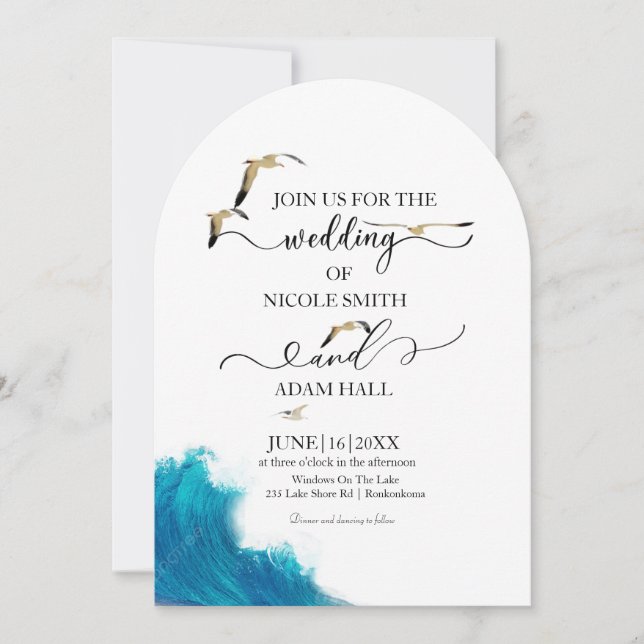  Sea Beach Wedding Invitation |Coastal Destination (Front)